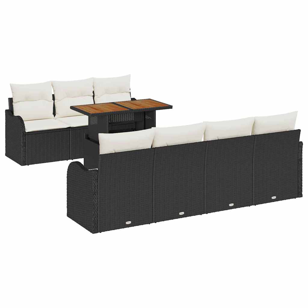 Garten-Sofa-Set 8 stk. Schwarz und Creme