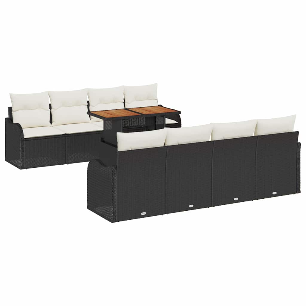 Garten-Sofa-Set 7 Stk. Schwarz und Creme