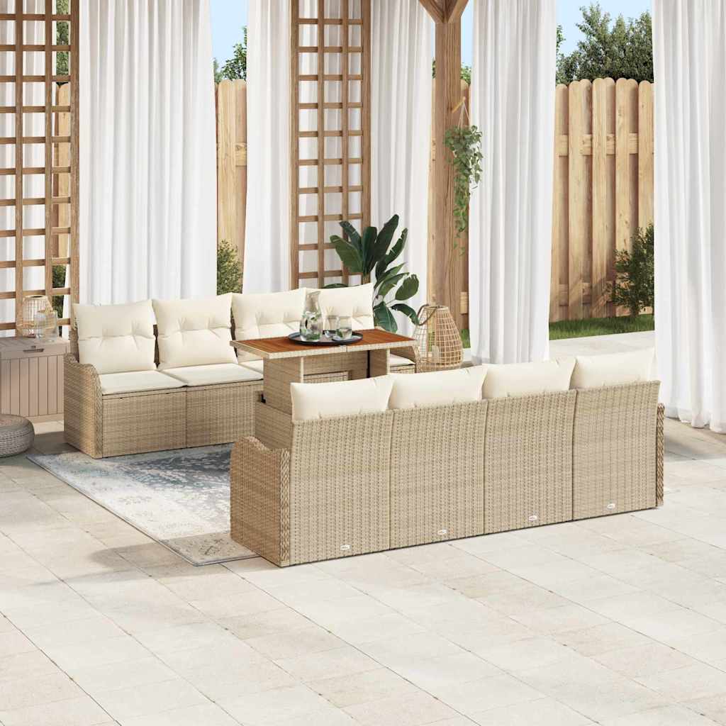 Garten-Sofa-Set mit Kissen 7 pcs Beige und Creme