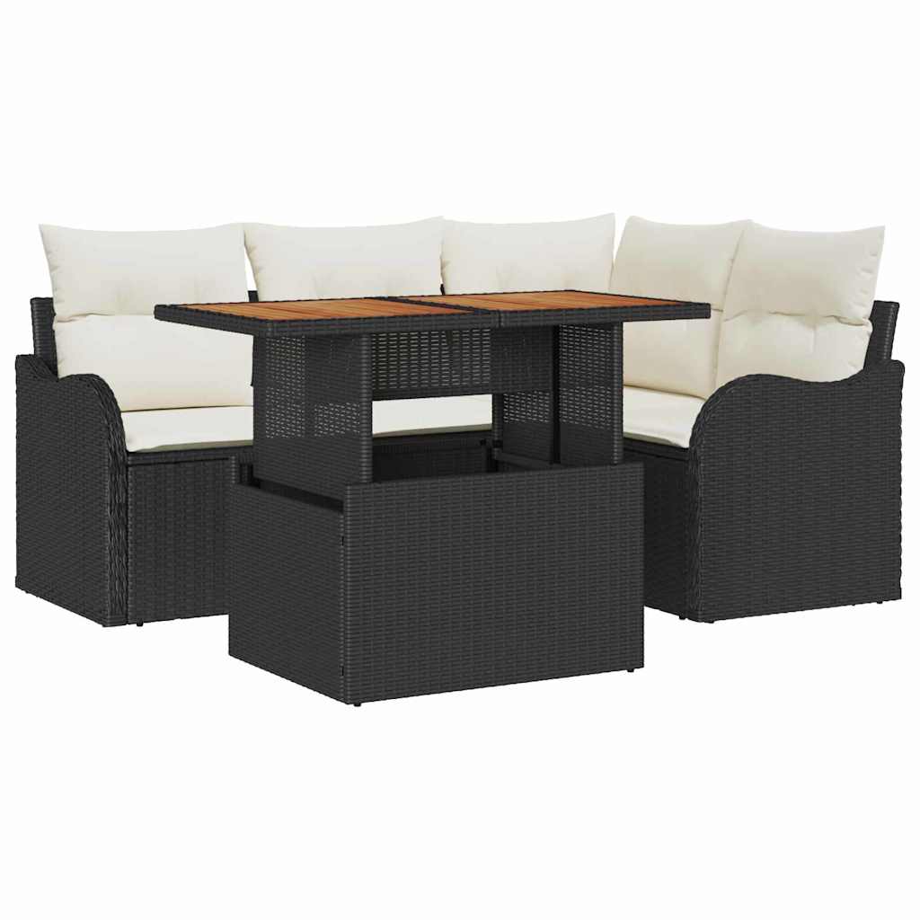 Gartensofa-set 5 stk. 4-Sitzanzahl Schwarz und Creme