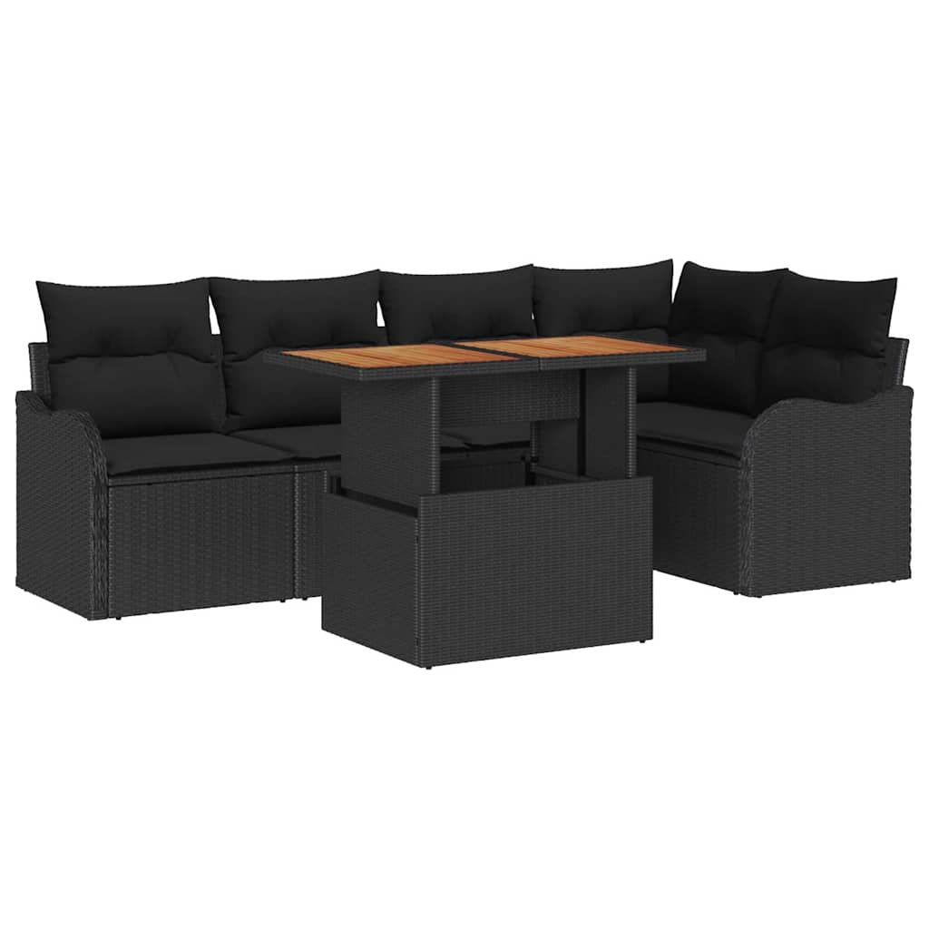 Gartensofa-set 6 stk. 5-Sitzanzahl Schwarz Poly-Rattan