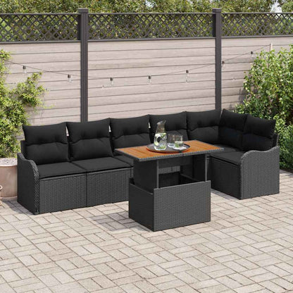 Garten-Sofa-Set 7 stk. 6-Sitzanzahl Schwarz