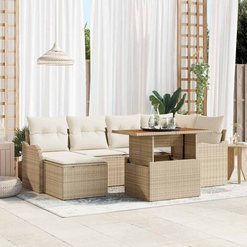 Garten-Sofa-Set 7 stk. Beige und Creme