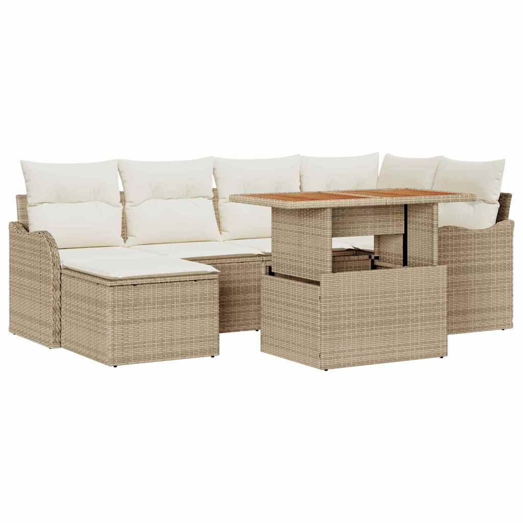 Garten-Sofa-Set 7 stk. Beige und Creme