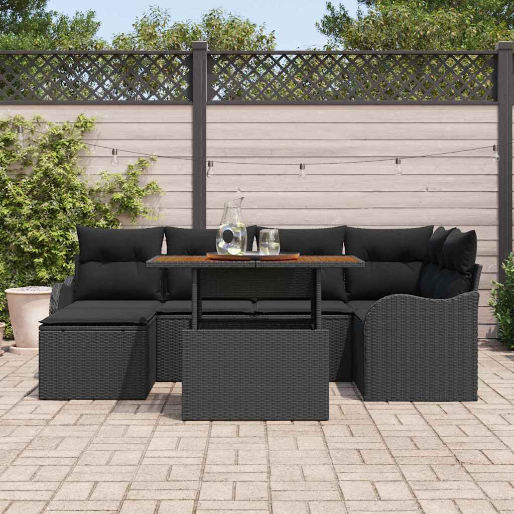 Garten-Sofa-Set 7 stk. Schwarz