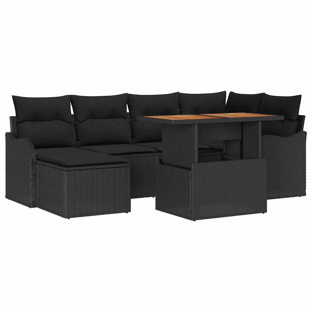 Garten-Sofa-Set 7 stk. Schwarz