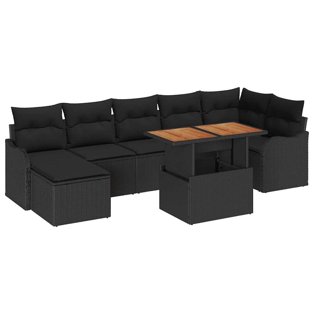 Garten-Sofa-Set 8 Stk. Schwarz