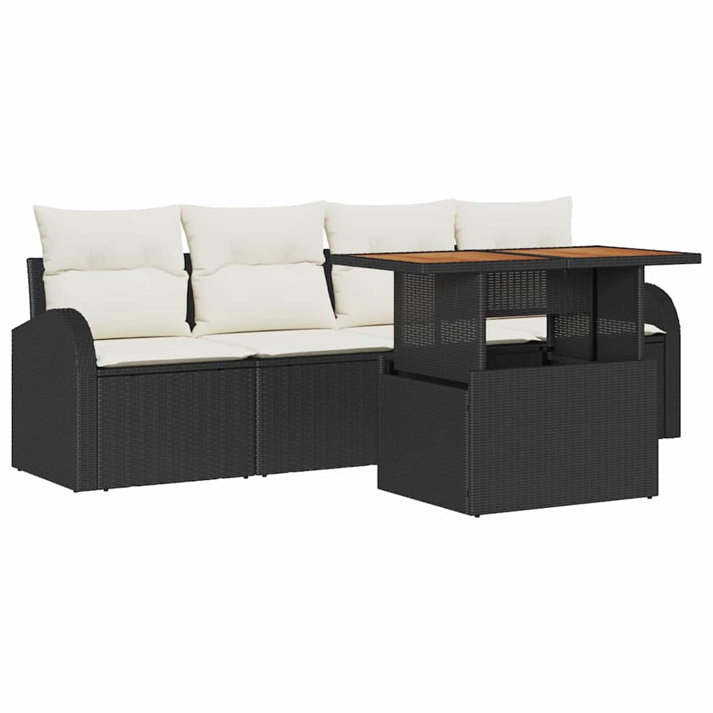 Garten-Sofa-Set 5 stk. Schwarz und Creme