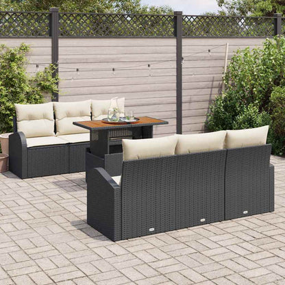 Garten-Sofa-Set 7 stk. Schwarz und Creme 100 x 55 x 73 cm