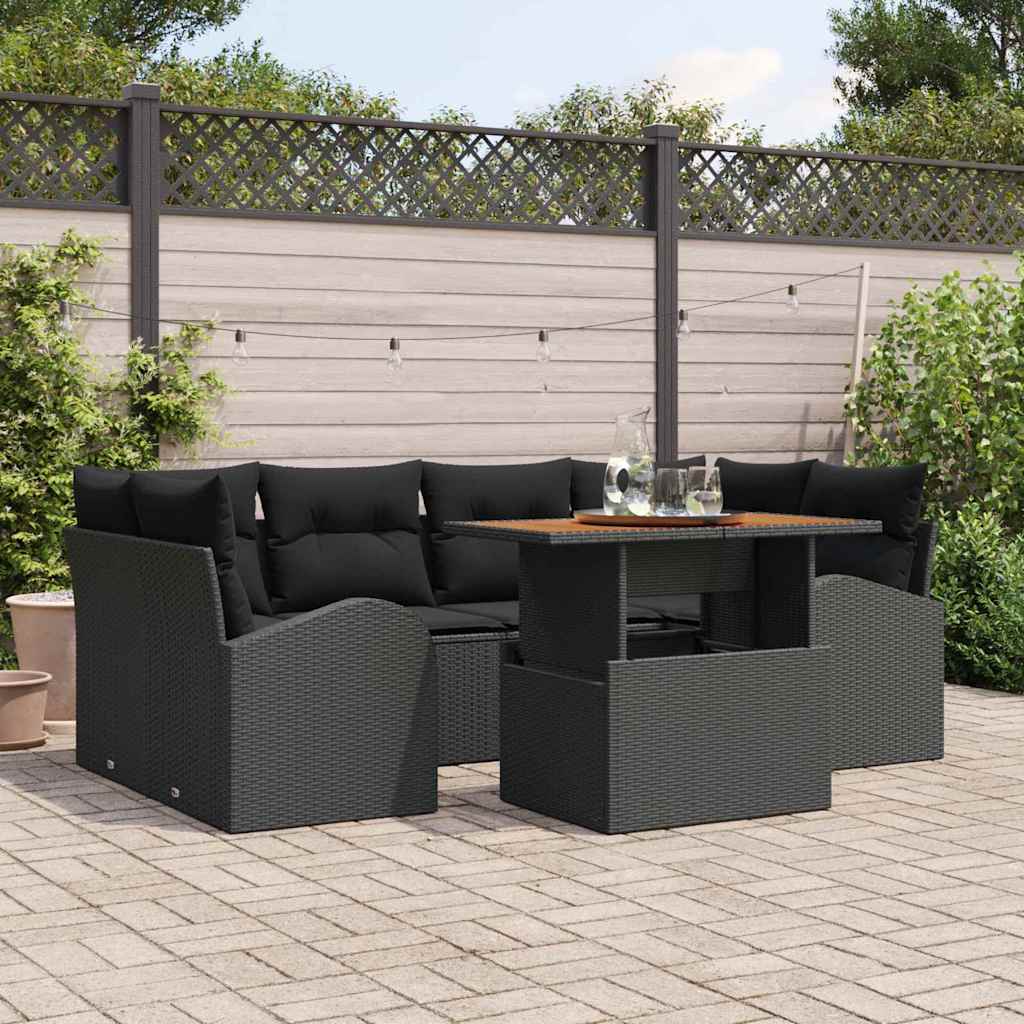 Garten-Sofa-Set 7 stk. Schwarz