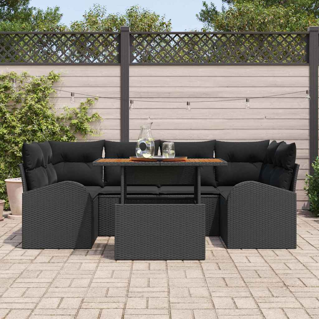Garten-Sofa-Set 7 stk. Schwarz