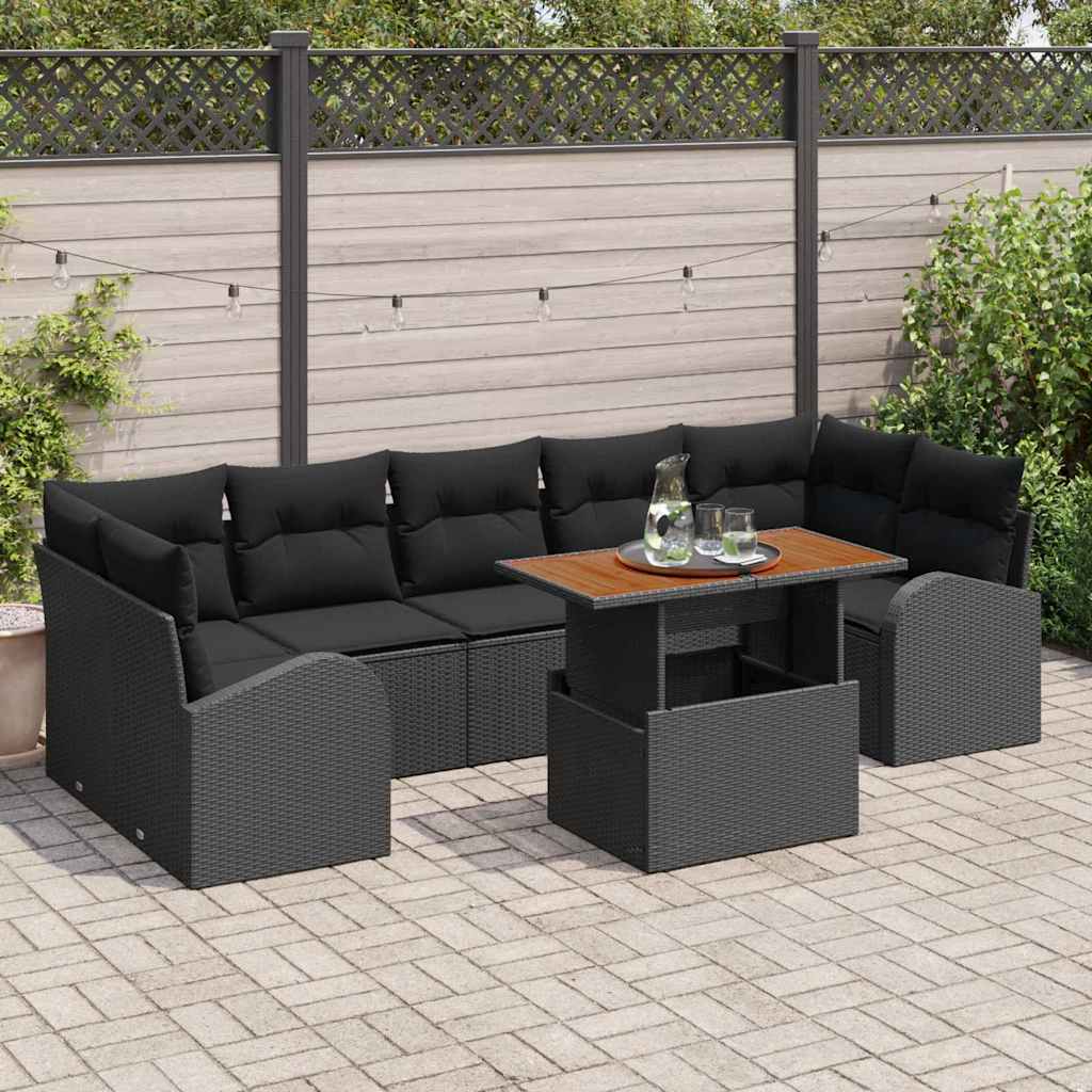 Garten-Sofa-Set 8 stk. Schwarz
