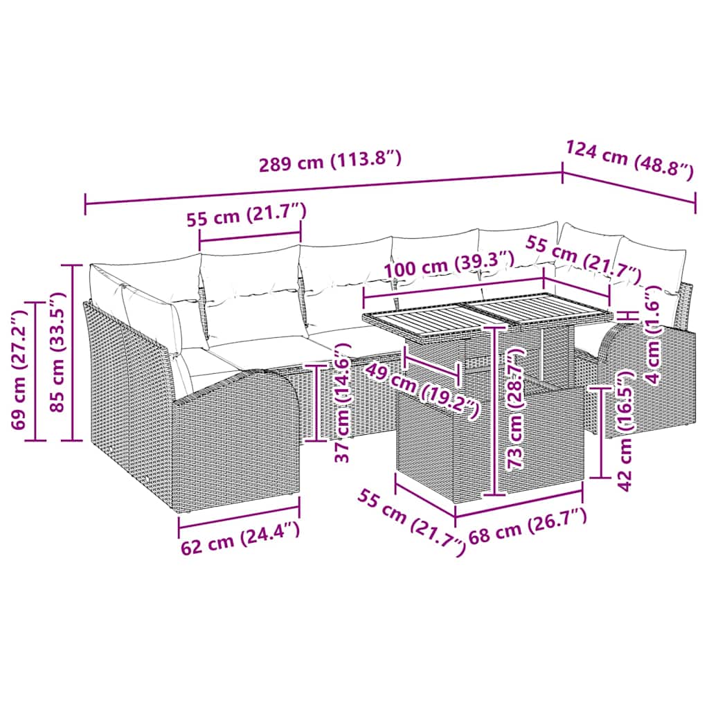 Garten-Sofa-Set 8 stk. Schwarz