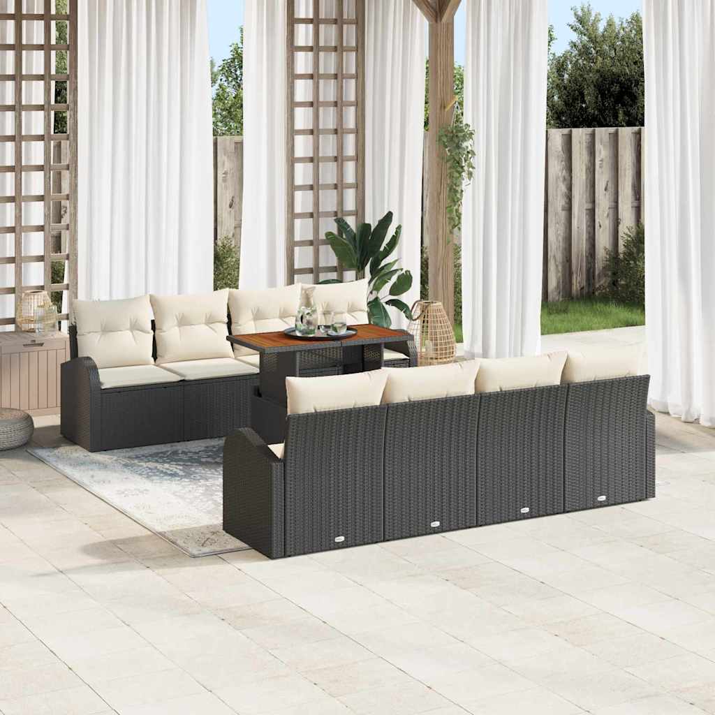 Garten-Sofa-Set 7 stk. Schwarz und Creme