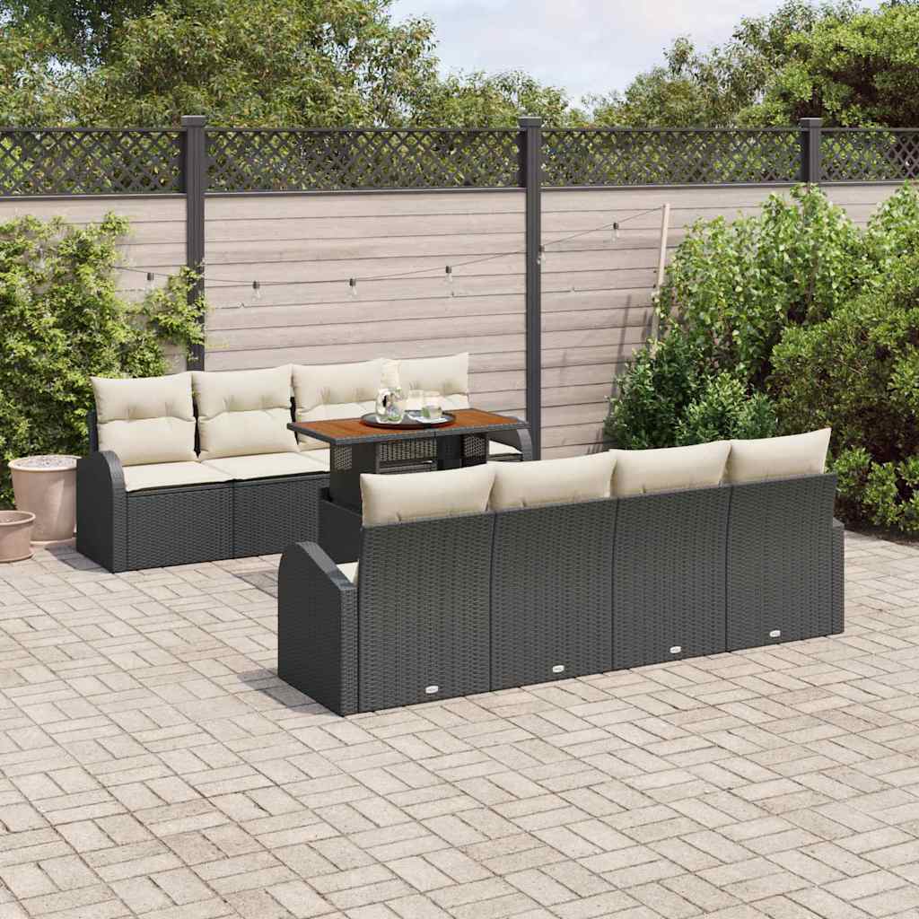 Garten-Sofa-Set 7 stk. Schwarz und Creme