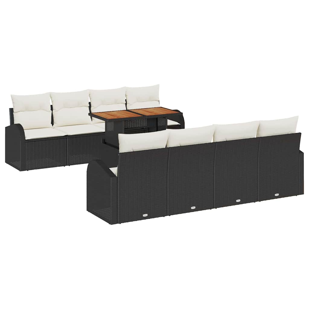 Garten-Sofa-Set 7 stk. Schwarz und Creme
