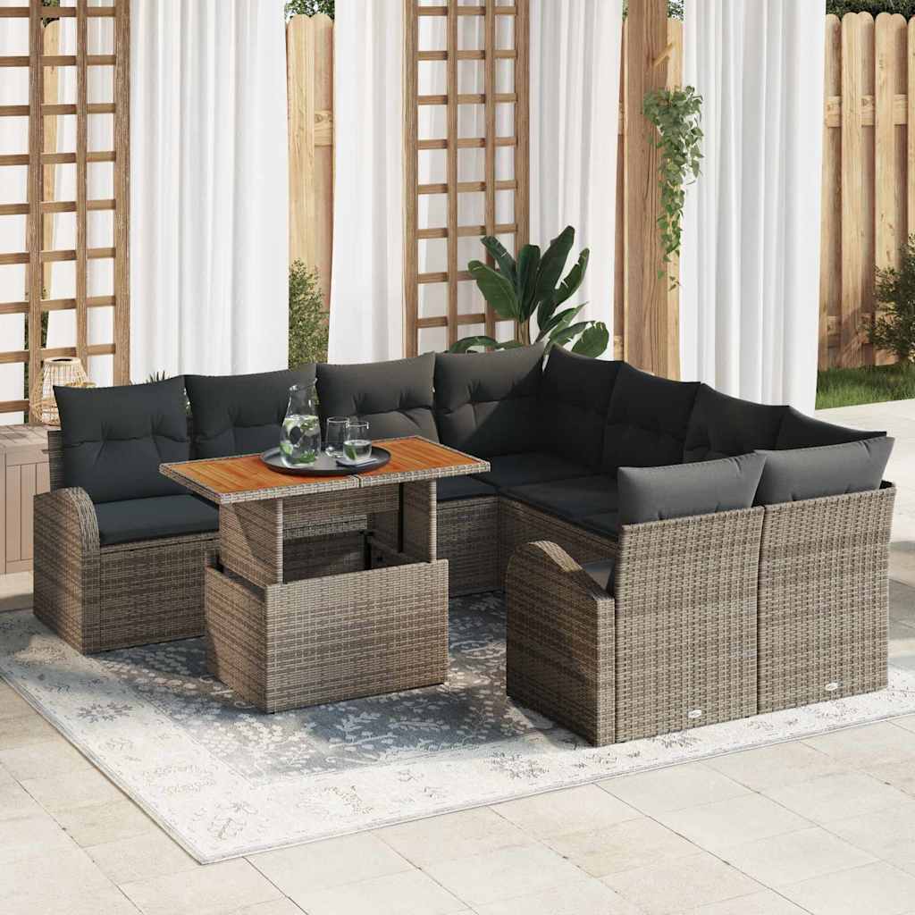 Garten-Sofa-Set 9 stk. Grau