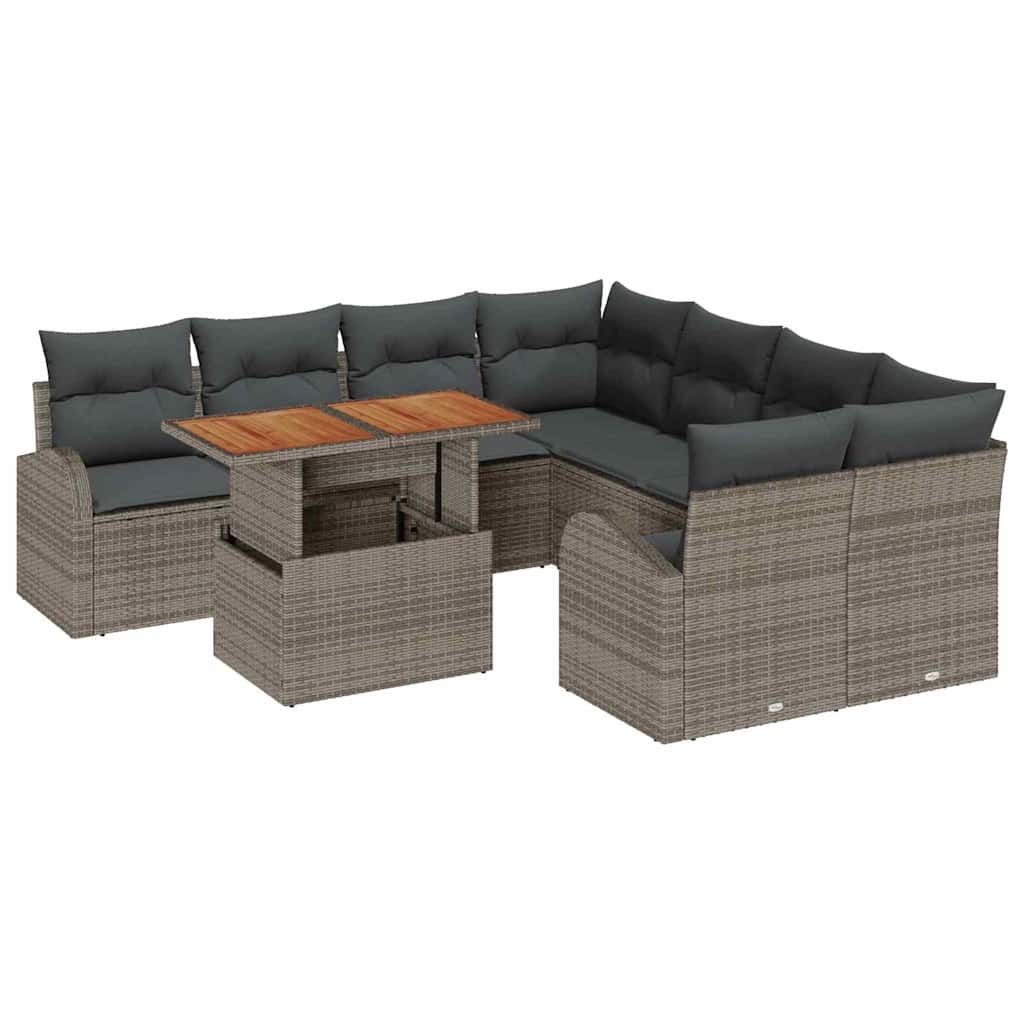Garten-Sofa-Set 9 stk. Grau