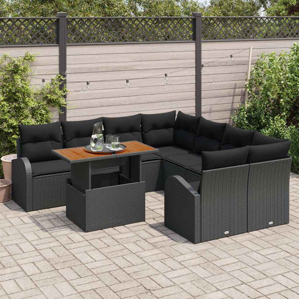 Garten-Sofa-Set 9 stk. Schwarz