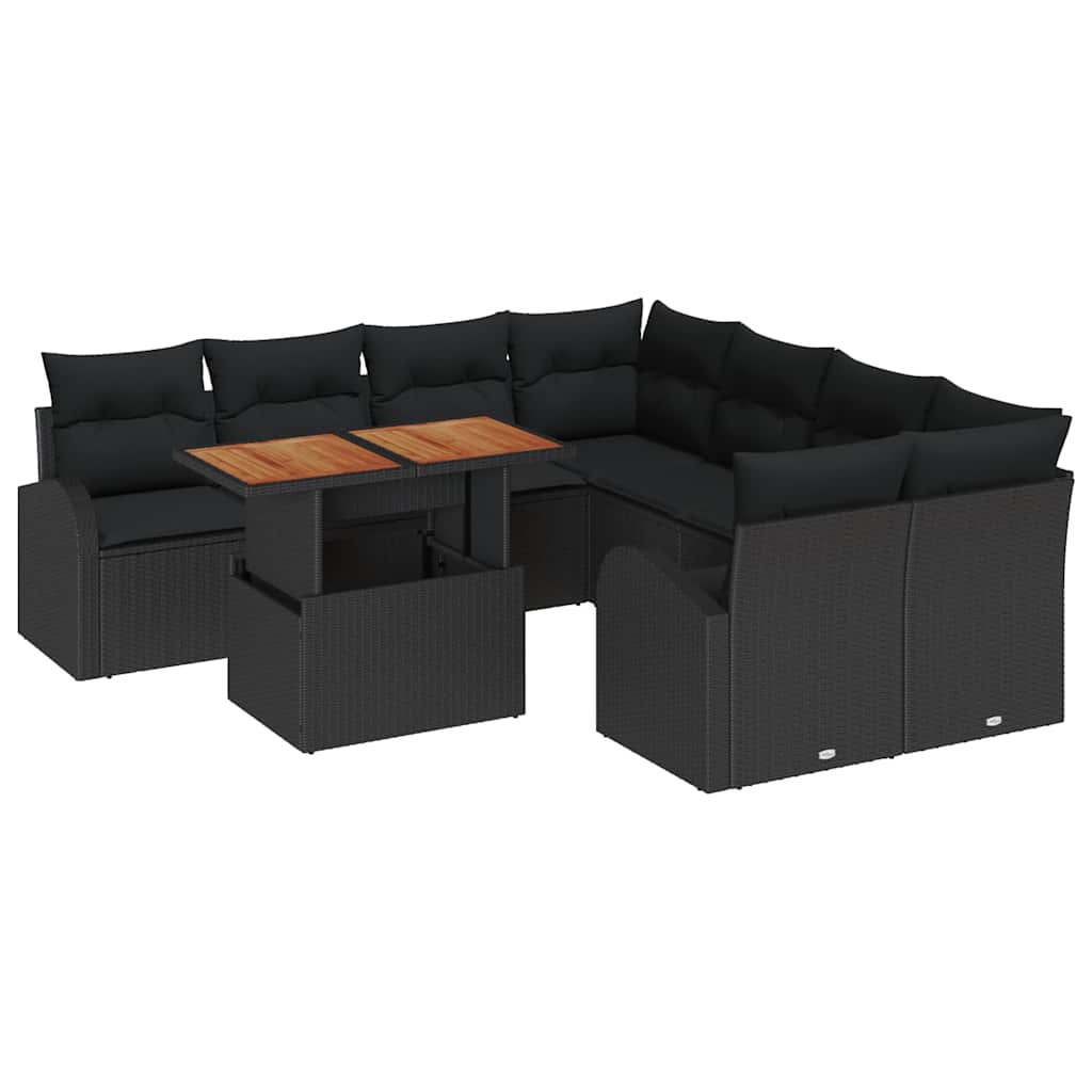 Garten-Sofa-Set 9 stk. Schwarz