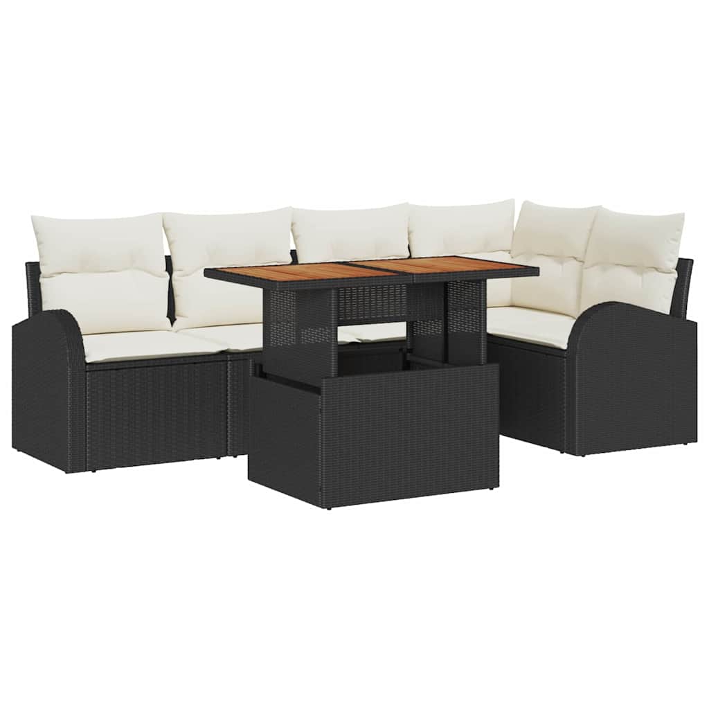 Garten-Sofa-Set 6 stk. Schwarz und Creme