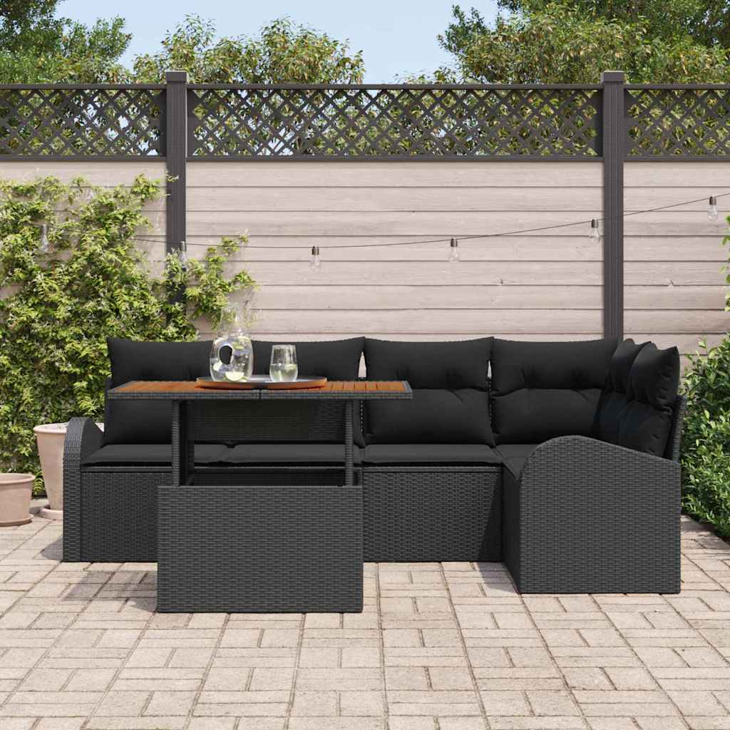 Garten-Sofa-Set 6 stk. Schwarz
