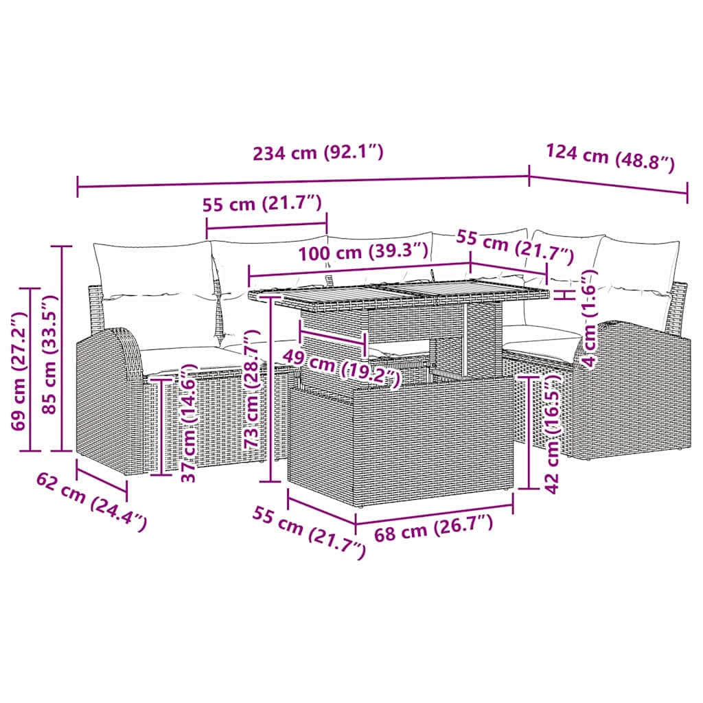 Garten-Sofa-Set 6 stk. Schwarz
