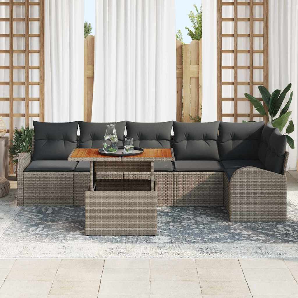 Garten-Sofa-Set mit Kissen 7 pcs Grau