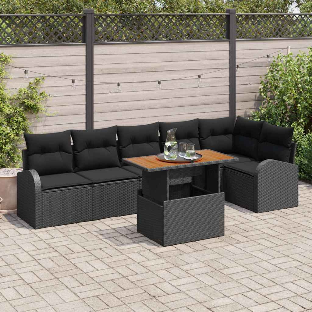Garten-Sofa-Set 7 stk. Schwarz