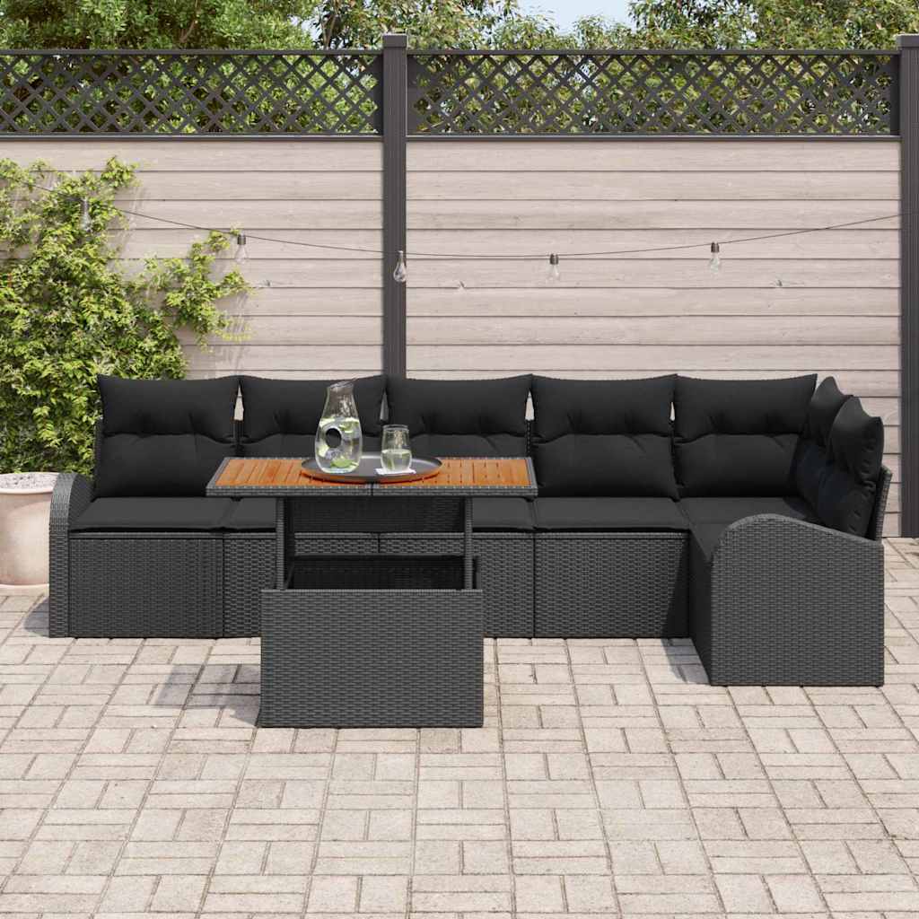 Garten-Sofa-Set 7 stk. Schwarz