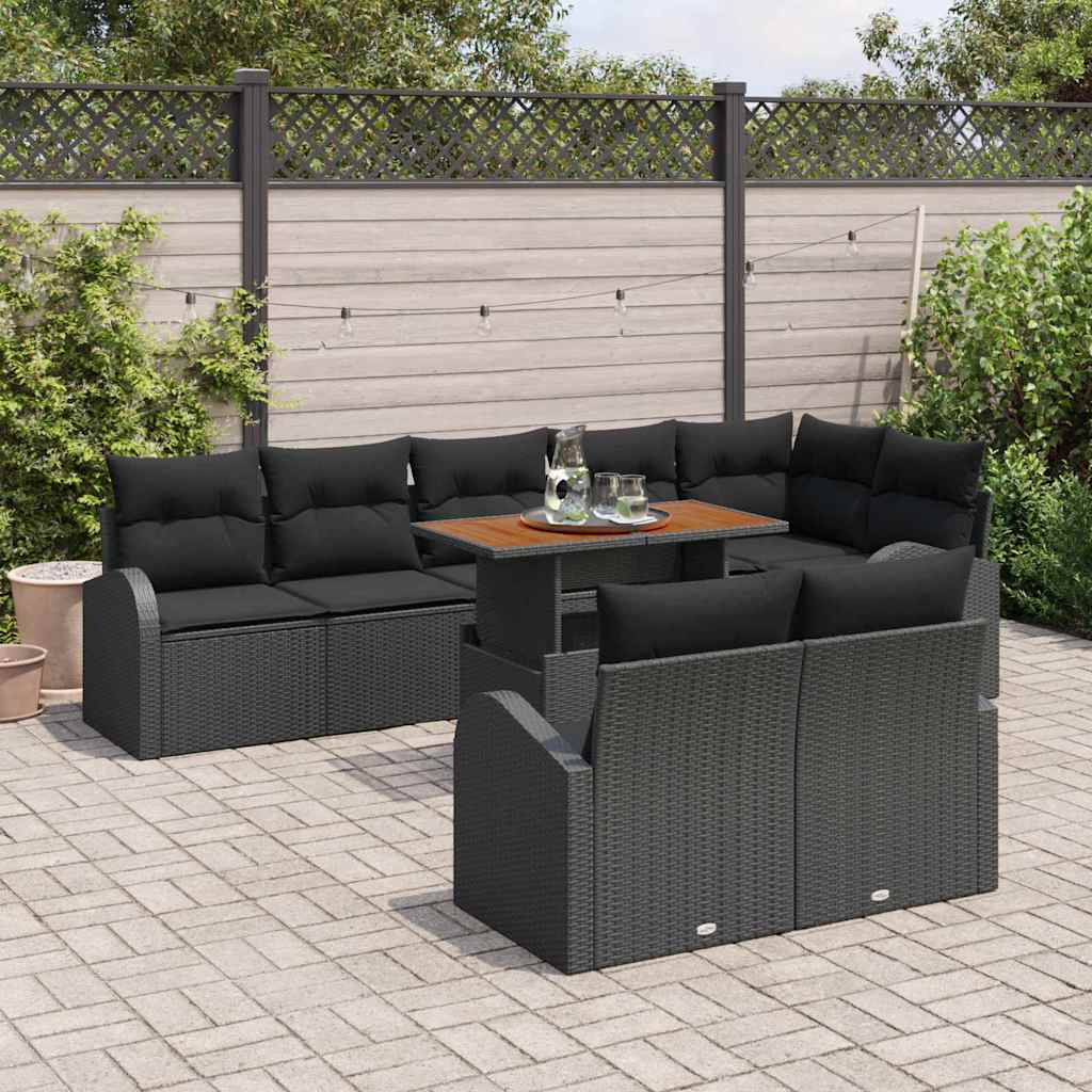 Garten-Sofa-Set 9 Stk. Schwarz