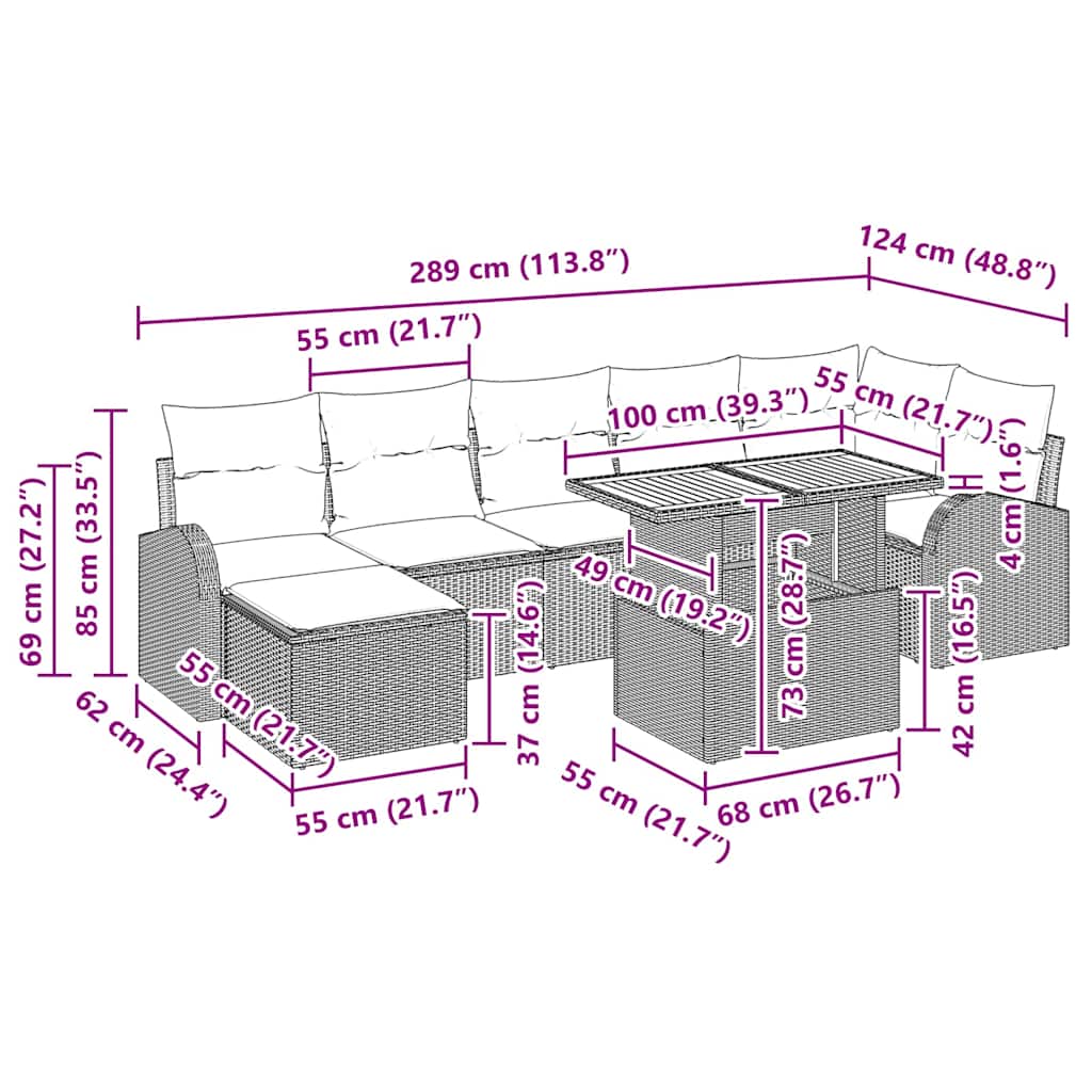 Garten-Sofa-Set 8 stk. Grau