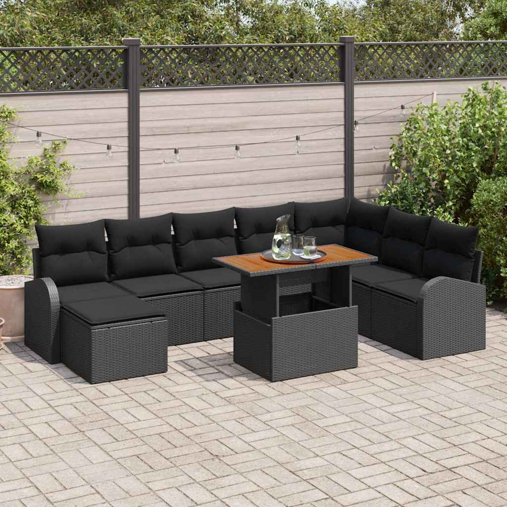 Garten-Sofa-Set 9 stk. Schwarz