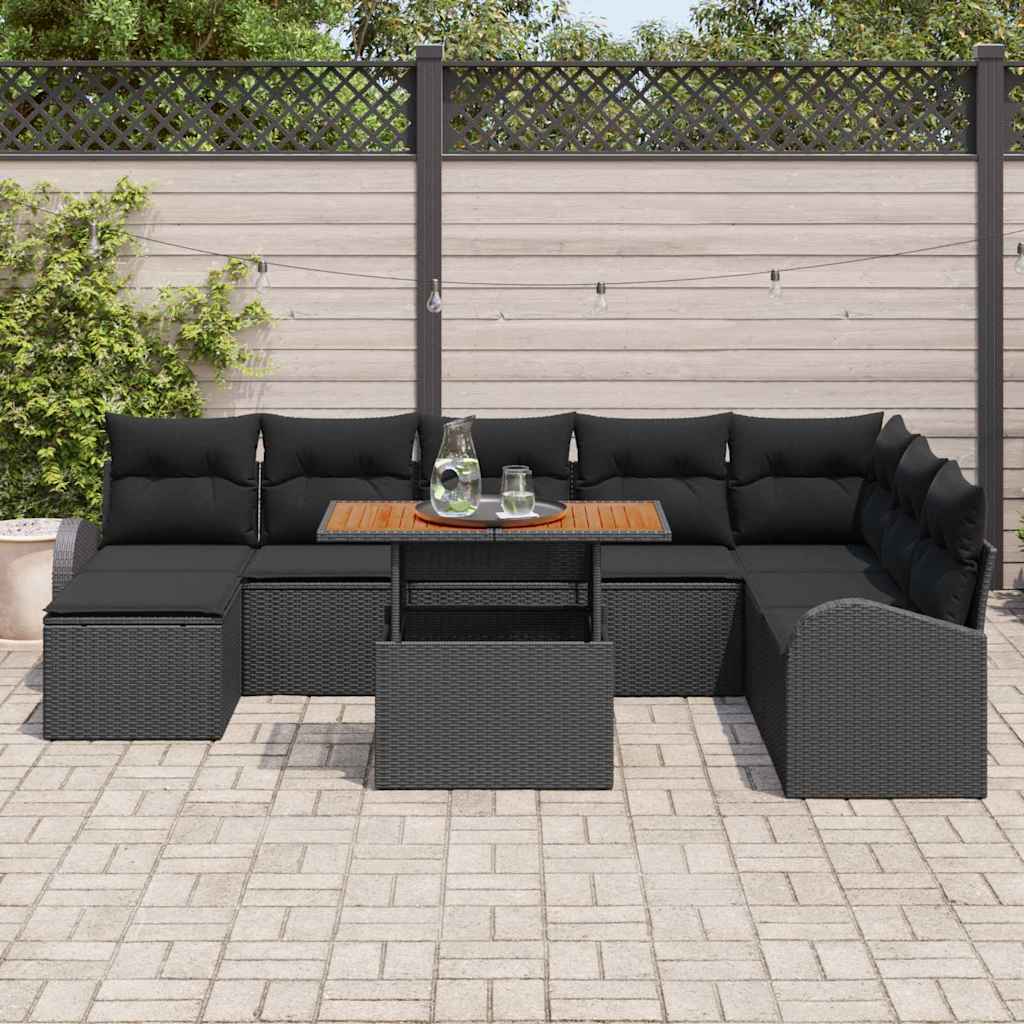 Garten-Sofa-Set 9 stk. Schwarz