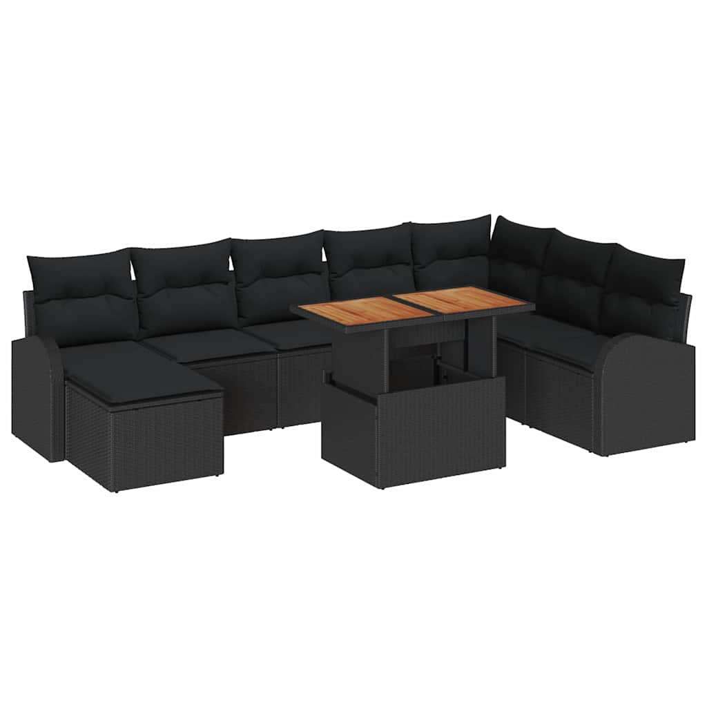 Garten-Sofa-Set 9 stk. Schwarz