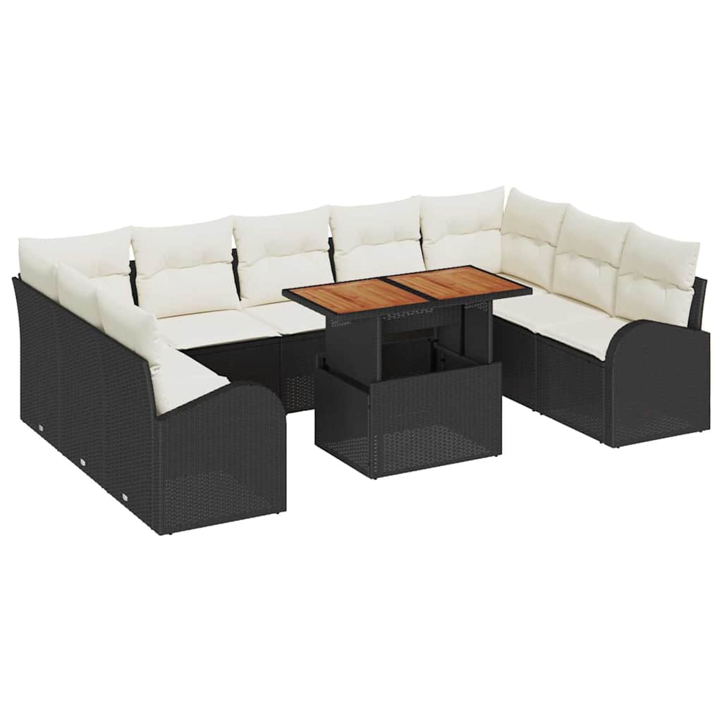 Garten-Sofa-Set 10 stk. Schwarz und Creme