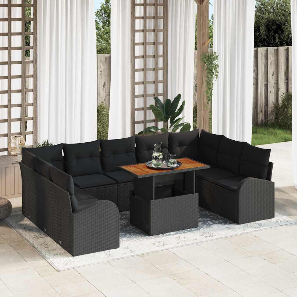 Garten-Sofa-Set 10 stk. Schwarz