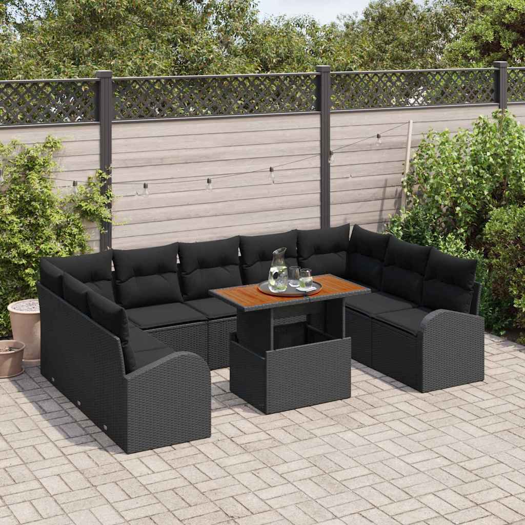 Garten-Sofa-Set 10 stk. Schwarz