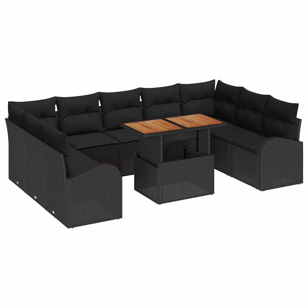 Garten-Sofa-Set 10 stk. Schwarz