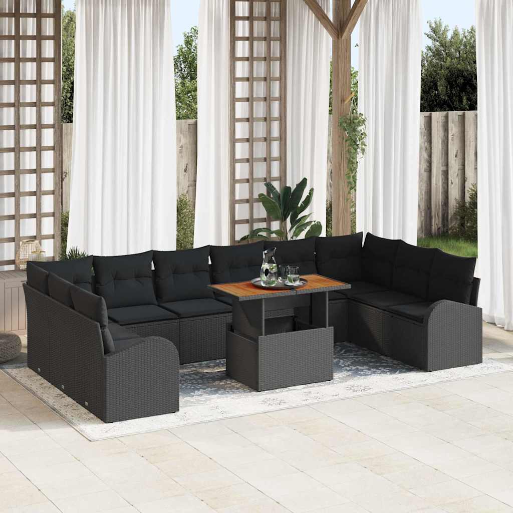 Garten-Sofa-Set 11 stk. Schwarz