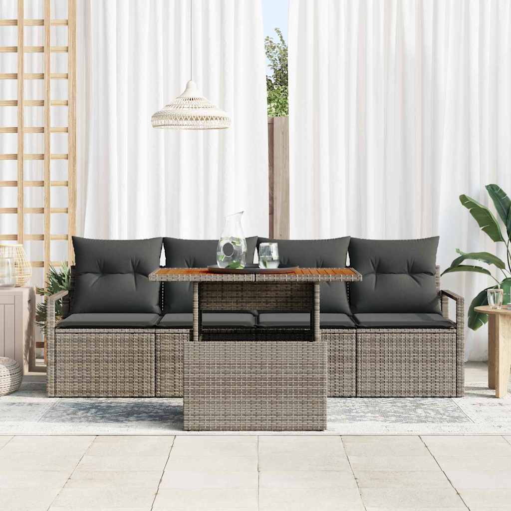 Garten-Sofa-Set 5 stk. 4-Sitzanzahl Grau