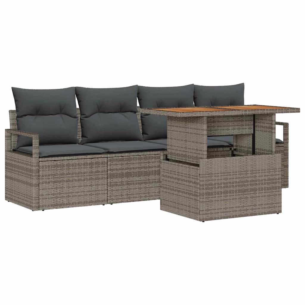 Garten-Sofa-Set 5 stk. 4-Sitzanzahl Grau