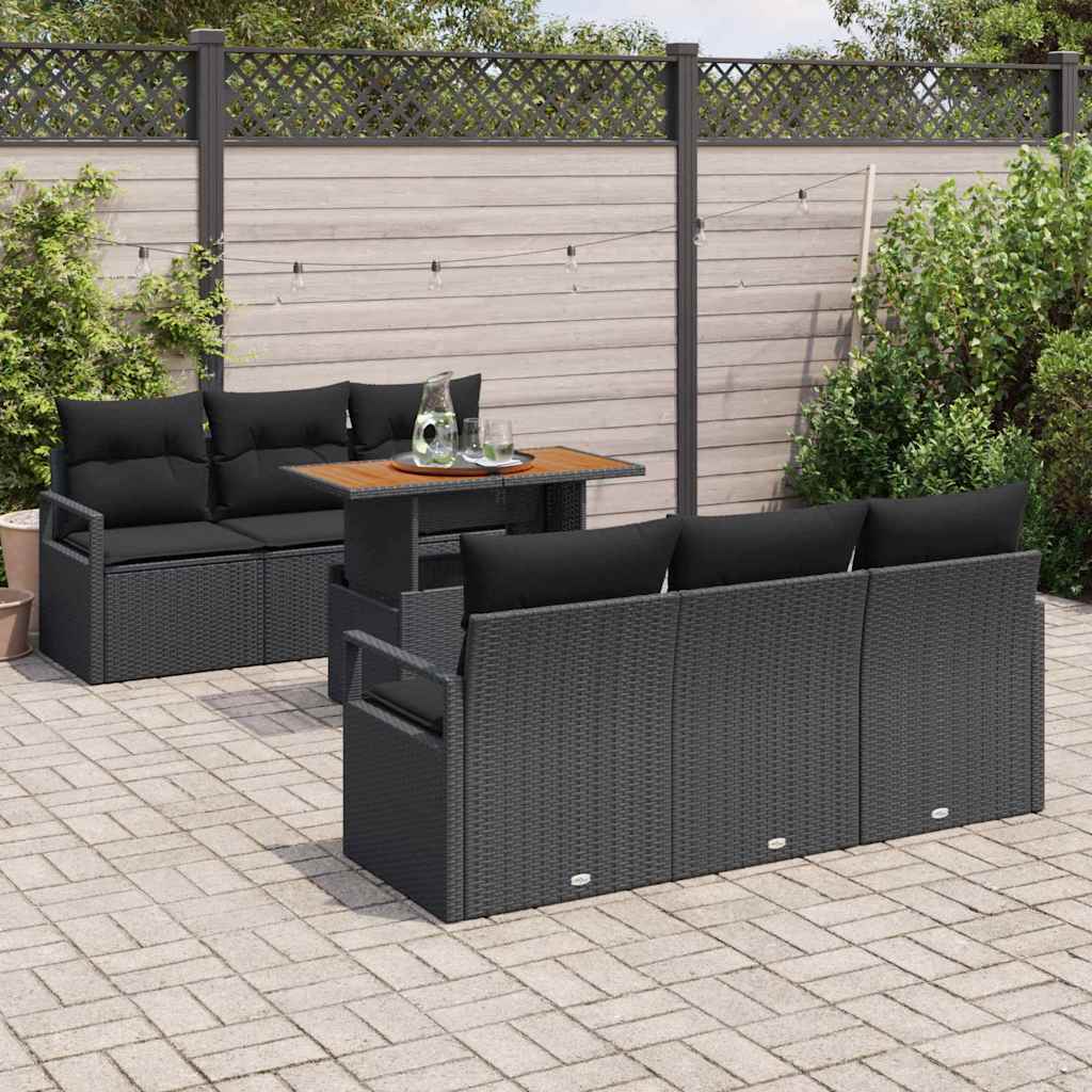 Garten-Sofa-Set 7 stk. 6-Sitzanzahl Schwarz