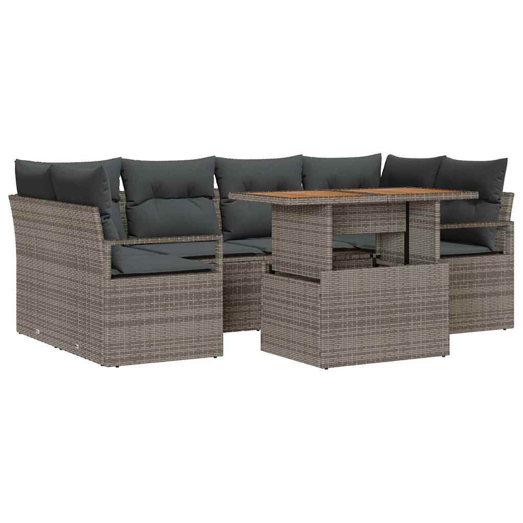 Garten-Sofa-Set 7 stk. 6-Sitzanzahl Grau