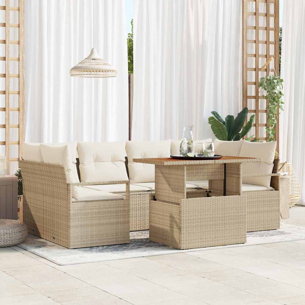 Garten-Sofa-Set 7 stk. 6-Sitzanzahl Beige und Creme
