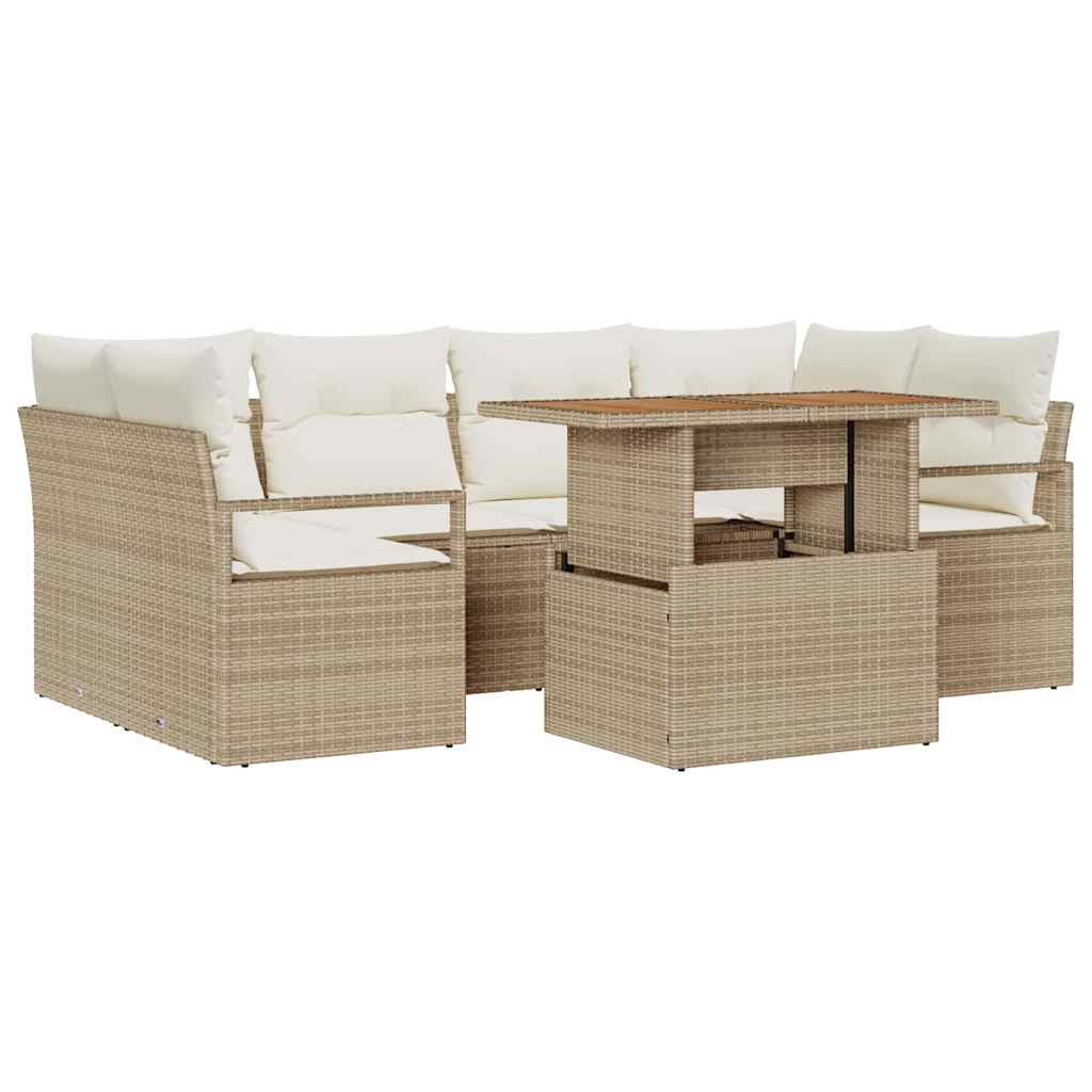 Garten-Sofa-Set 7 stk. 6-Sitzanzahl Beige und Creme