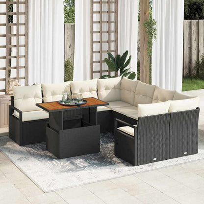 Gartensofa-set 9 stk. 8-Sitzanzahl Schwarz und Creme