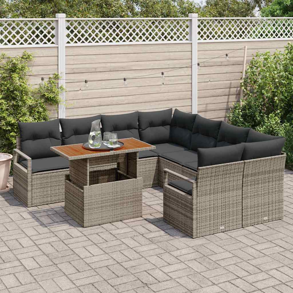 Gartensofa-set 9 stk. 8-Sitzanzahl Grau und Braun
