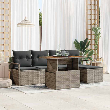 Gartensofa-set 6 stk. Grau Poly-Rattan