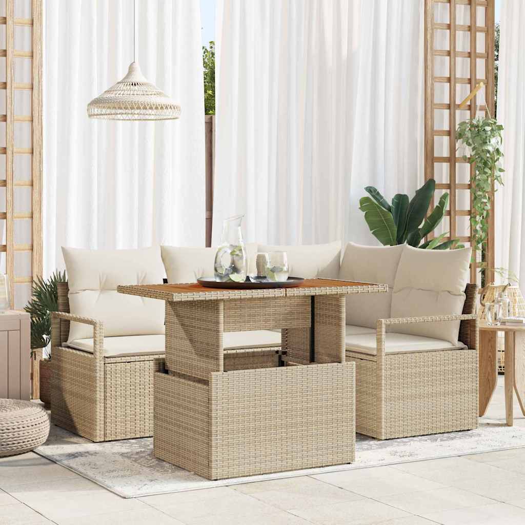 Gartensofa-set 5 stk. 4-Sitzanzahl Beige und Creme